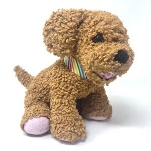 American Girl Plush Daffodil Dog Brown Labradoodle Puppy Rainbow Collar 12"